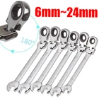 Шестигранный ключ 6-23 мм, гибкая отвертка с храповым механизмом, метрический инструмент, Cr-V-образная головка, легированная сталь, Открытое кольцо, 180 , Ремонтный гаечный ключ Torx