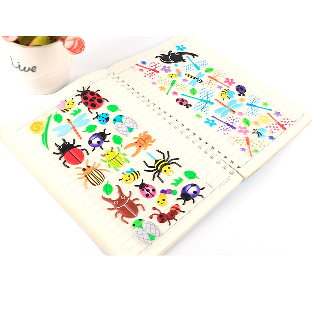 4 листа Мультяшные 3D наклейки в виде насекомых животных для детей игрушки