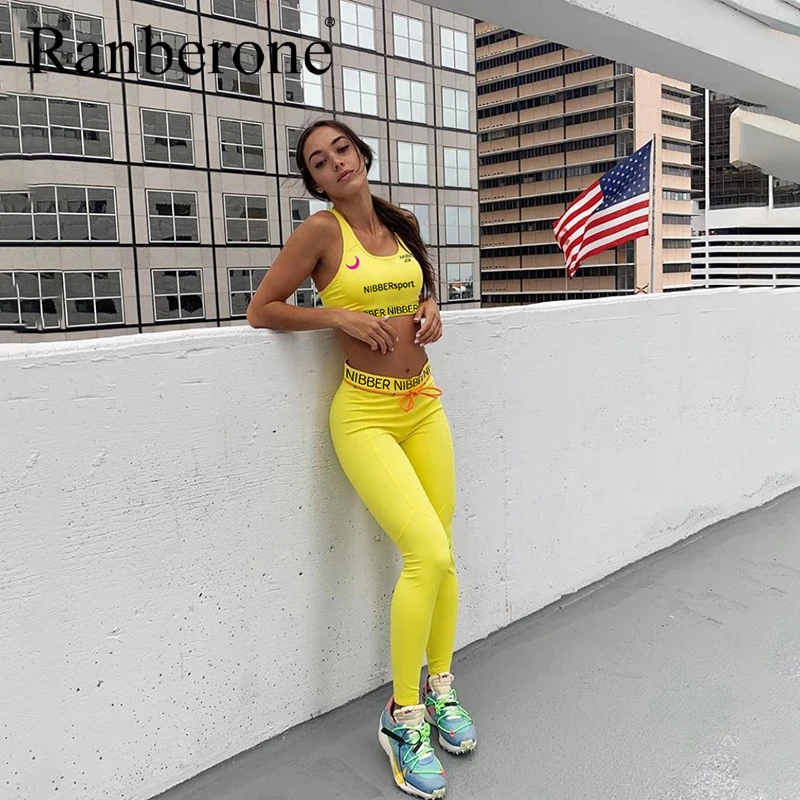 Yoga Set Women Fitness Clothing Sportswear Gym Leggings Fitness Suit Push up Strappy Sports Vest Tracksuit Solid Yoga Clothes