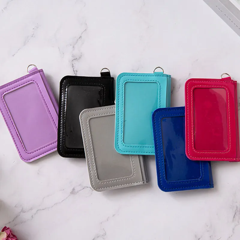 

Stylish Pure Color Bright Leather Card Bag Simplicity Portable Snap PU Envelope Card Holder Storage Driving License Holder