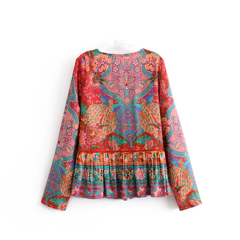 Boho Queens каштановых женская обувь с цветочным принтом на шнуровке блуза Женские