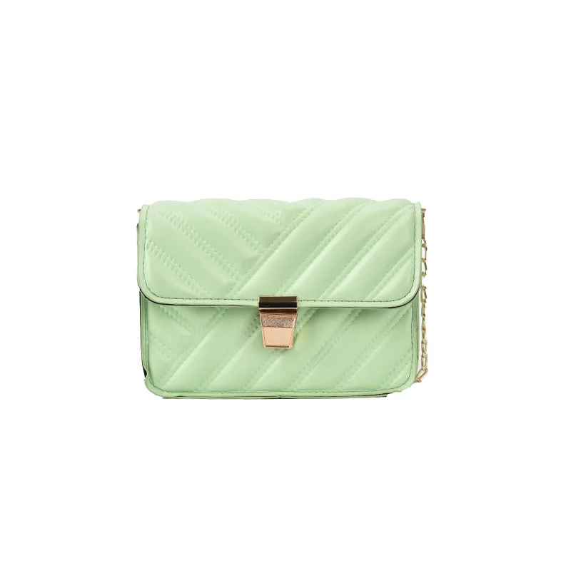 

New Small Square Bag 2021 Small Fragrant Chain Shoulder Bag Pu Metal Soft Surface Solid Color Crossbody Bag