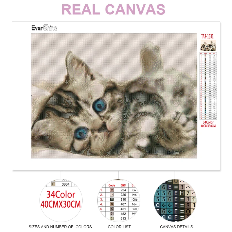 EverShine алмазная вышивка коты полная выкладка картина стразами мозаика животные