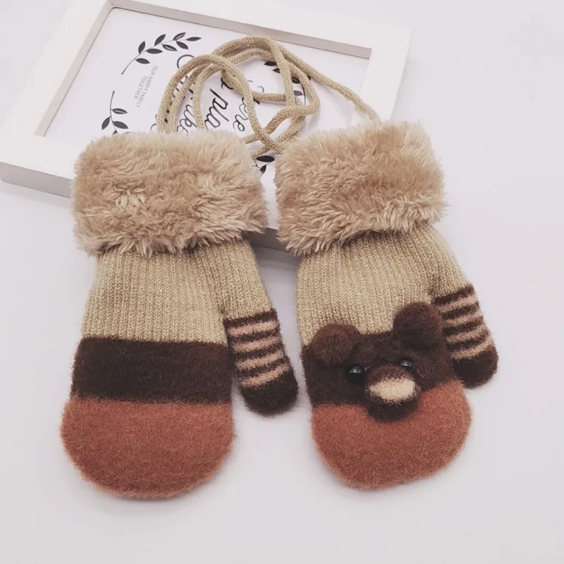 Утепленные перчатки для малышей От 4 до 7 лет девочек и мальчиков зимние теплые