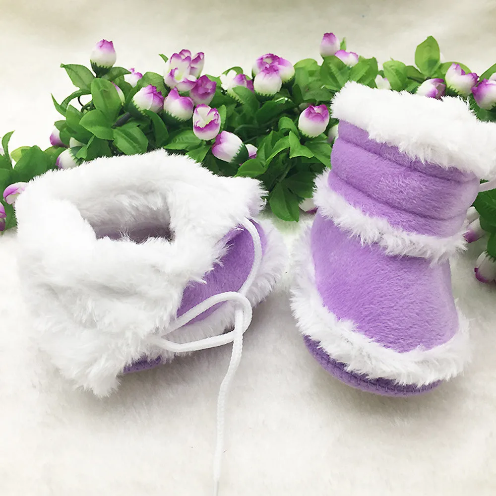 2020 Детские ботиночки для новорожденных девочек зимние теплые первых шагов обувь