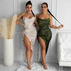 Платье-Макси женское летнее на тонких бретельках с рюшами и открытой спиной