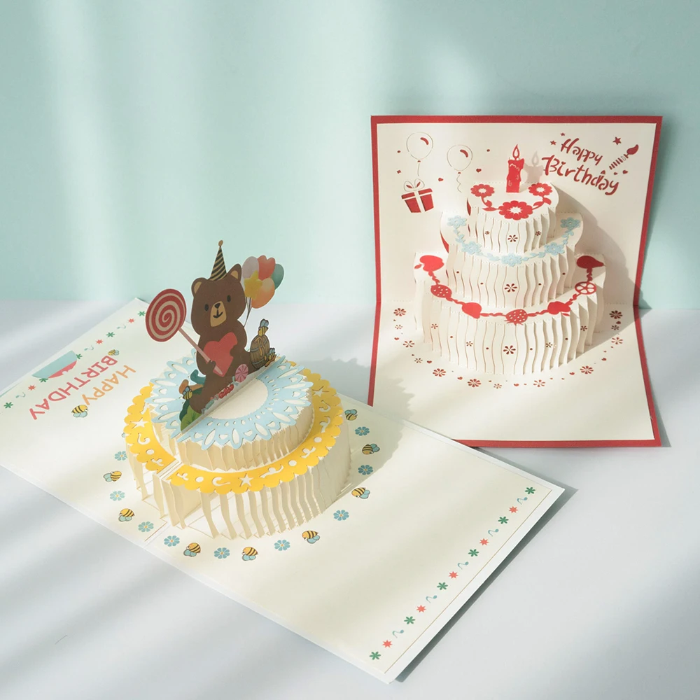 3D открытки поздравительная открытка в виде торта на день рождения с конвертом