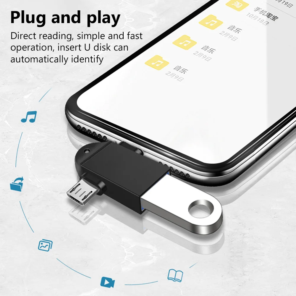 Переходник OTG для Android Type-C 2 в 1 переходник с USB 3 0 на Micro Type C жесткий диск флэш-диск