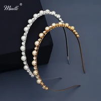 miallo fashion pearl hairbands for women hair accessories silver color rhinestone headbans crown bridal hair jewelry headpiece