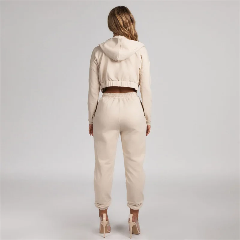 

Long-sleeved hooded jacket sweater women's casual two-piece explosion two piece set tracksuit women elegant top and pants set