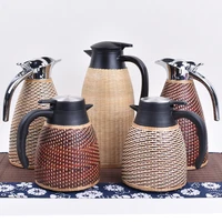 handmade bamboo vacuum cup 304 stainless steel thermal pot bamboo thread buckle porcelain kettle teapot travel portable small