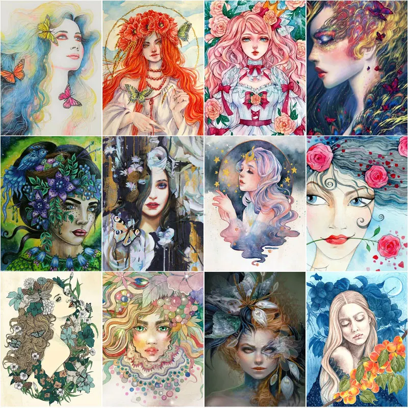 

Diy 5D Diamond Embroidery Mosaic Cartoon Beautiful Girls Paintings Rhinestone Portrait Gift Pictures Wall Art Home Decoration