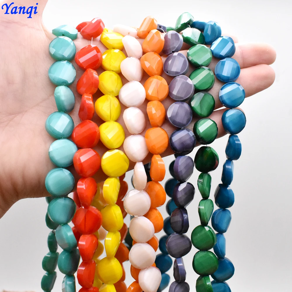 

14mm Solid Color Faceted Glass Twisted Beads Flat Round Crystal Austria Beads for Jewelry Making DIY Earrings Necklace Findings