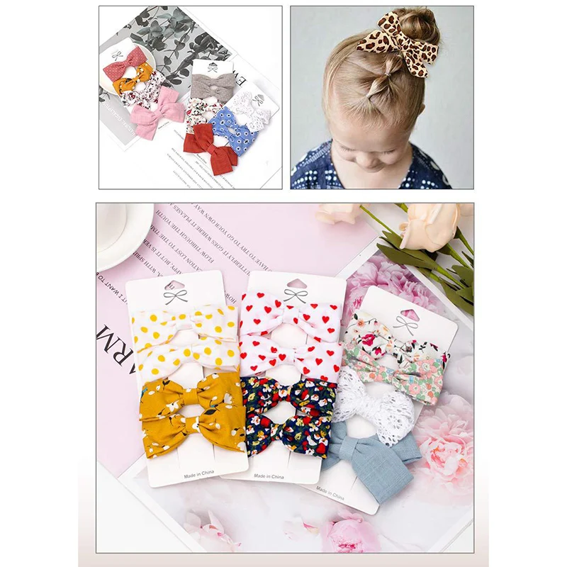 4 unids/set ropa de algod&oacute;n impreso leopardo lazo pelo Clips lindo pasadores para ni&ntilde;as de seguridad horquillas sombreros Ni&ntilde;os Accesorios para el pelo-5