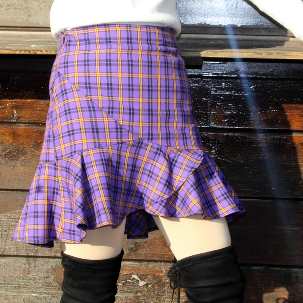 

Женская Двухслойная юбка в шотландскую клетку, с завышенной талией