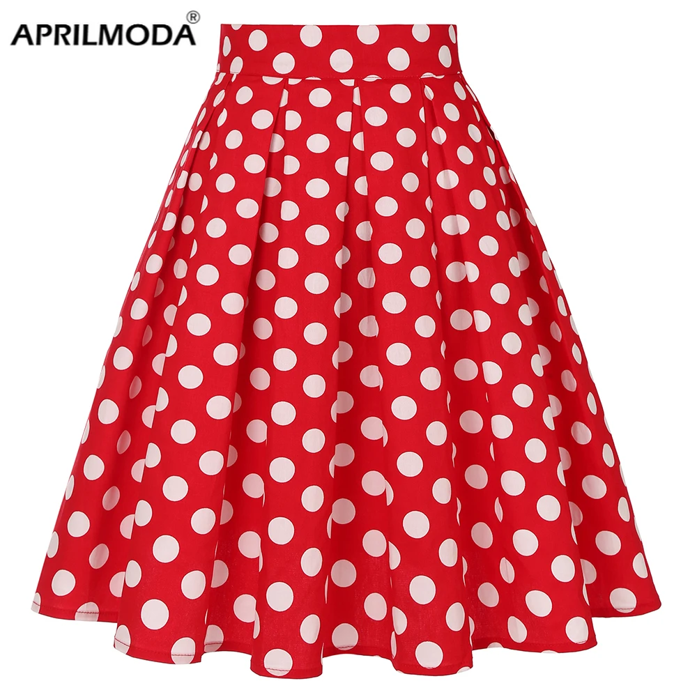 

Polka Dot Party Holiday Vintage A Line Skirts High Waist Zipper Skater Women Spring Autumn 50s School Casual Y2K Pleated Skirt