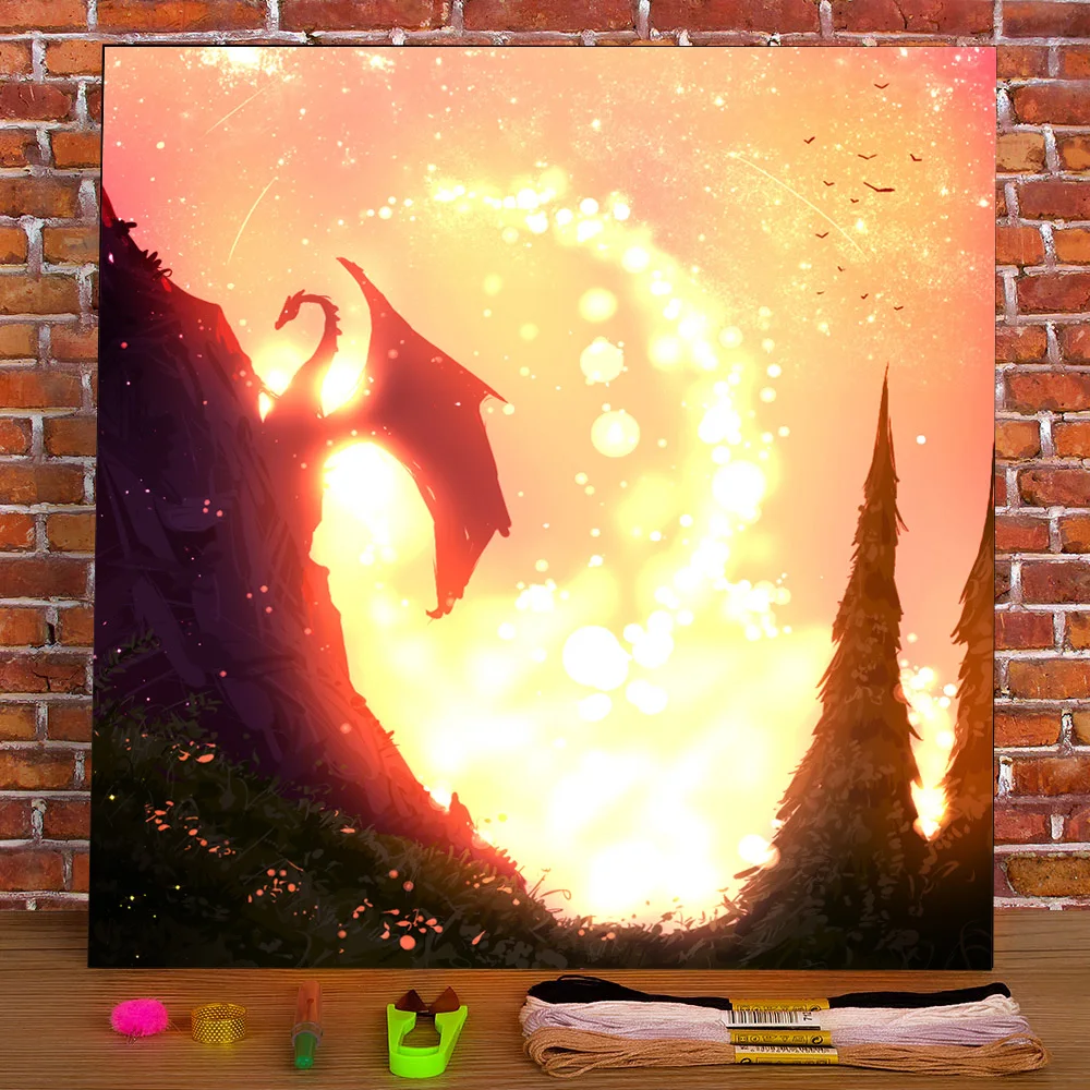 Ткань с принтом дракона 11CT вышивка крестиком узоры DMC нитки рукоделие шитье хобби