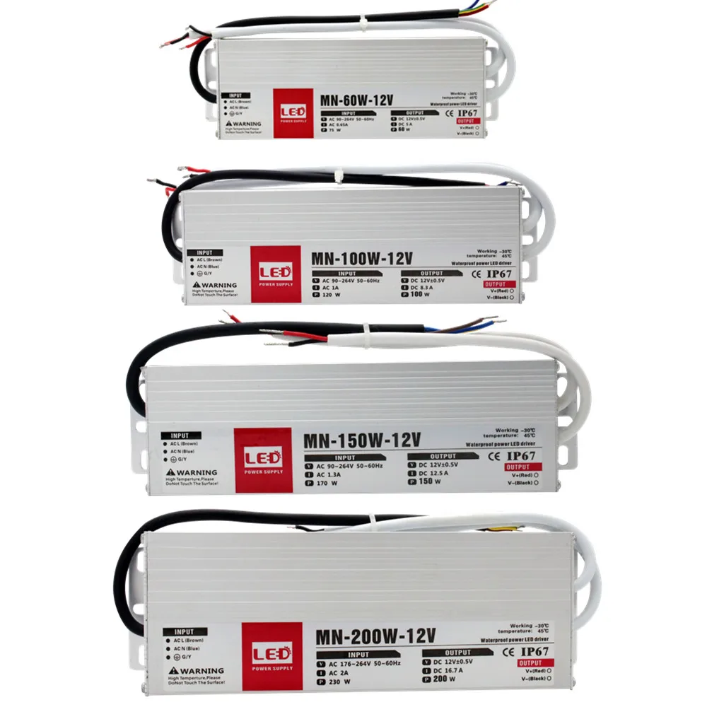 Ультратонкий водонепроницаемый источник питания IP67 трансформатор постоянного