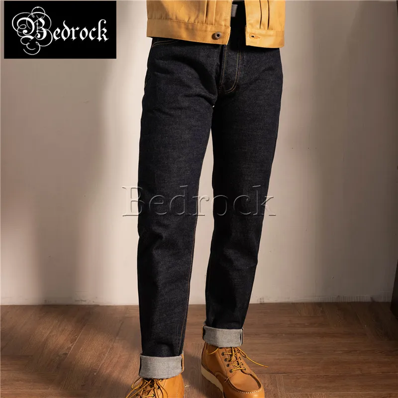 RT 14oz one washed original dark blue micro taper jeans men warehouse raw denim selvedge trousers slim pencil pants