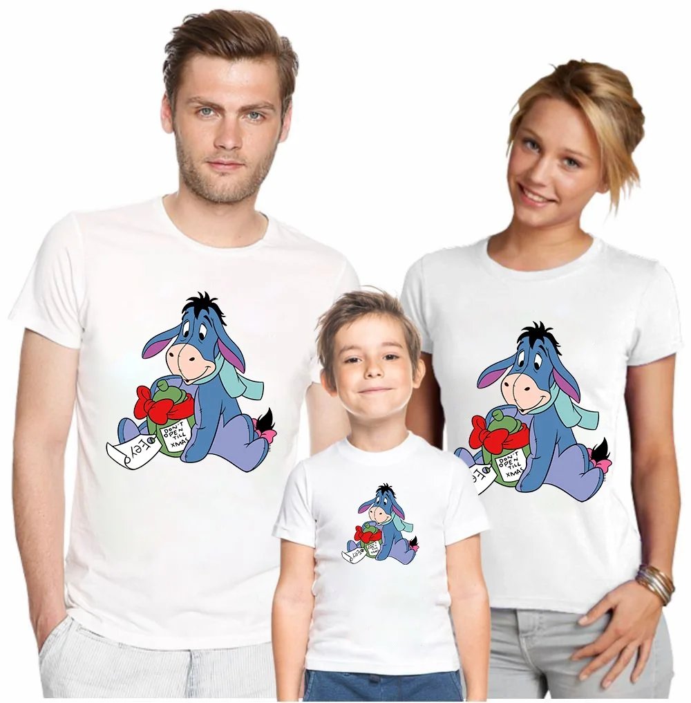 

Family Matching Clothes Fashion Disney Eeyore T-shirt Daddy Mommy and Me Outfits Father Mother Kids Tees Boy Girl Christmas Tops