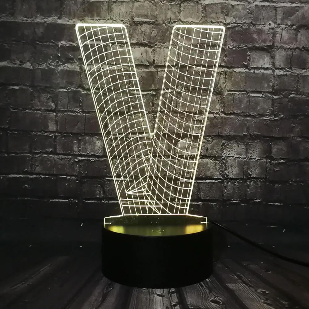 Новое 3D освещение Алфавит буквы V Виктори настольная лампа USB цветной светодиодный ночник Сенсорное украшение дома детский подарок на праздник