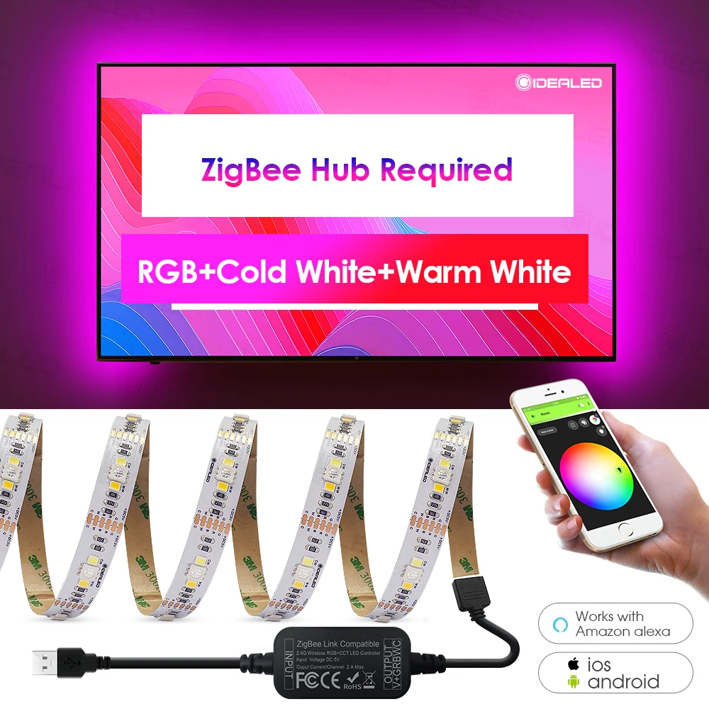 Умный ТВ ZigBee led rgbcct мини контроллер светильник 5 В Usb от Alexa Echo plus Голосовое