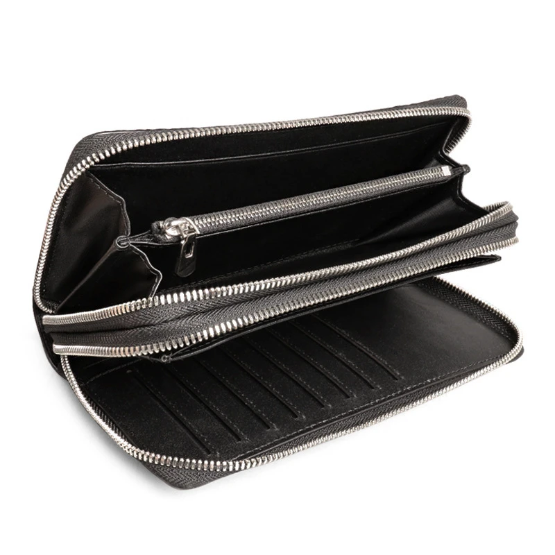 Мужской длинный клатч из натуральной кожи с отделением для карт|Мужские