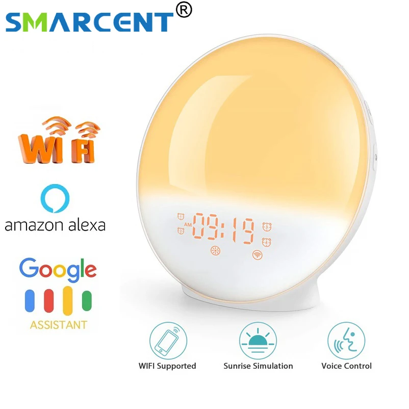 Wifi FM радио Будильник обновление смарт Wake Up светодиодный светильник приложение с