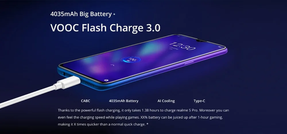 Оригинальная глобальная версия realme 5 pro, 4 Гб ОЗУ, 128 Гб ПЗУ, Восьмиядерный процессор Snapdragon 712 AIE, 6,3 дюйма, 4035 мА/ч, 48мп, AI Quad камера