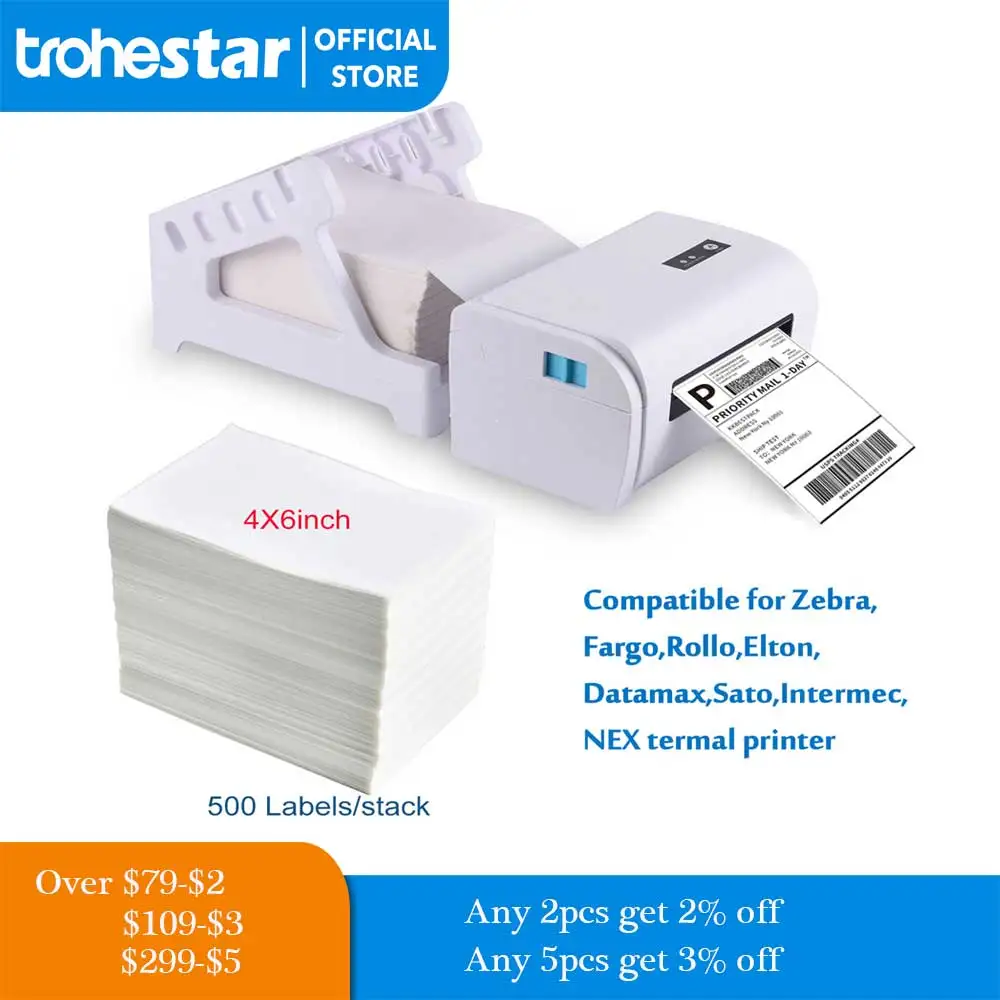 Online サーマルシッピングラベルロールダイレクトサーマルプリンター用4   x 6   ラベルステッカーラベル印刷紙ラベル500 ゼブラ用ページ