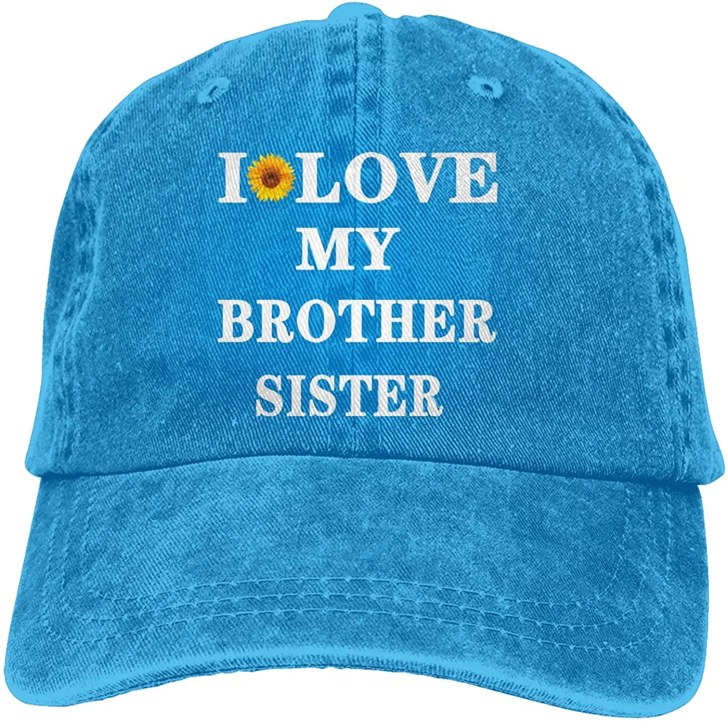 

I Love My Brother Sister Sports Denim Cap Adjustable Unisex Plain Baseball Cowboy Snapback Hat