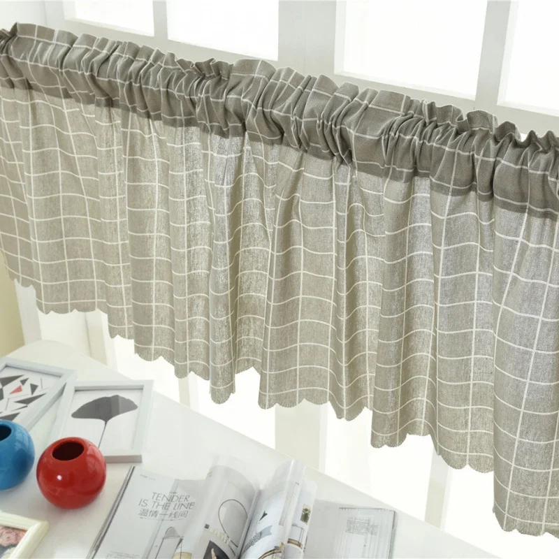 

Sheer Curtain Flat Window Translucidus Pastoral Style Plaid Striped Washable Curtain Panel Kitchen Balcony For Living Room Decor