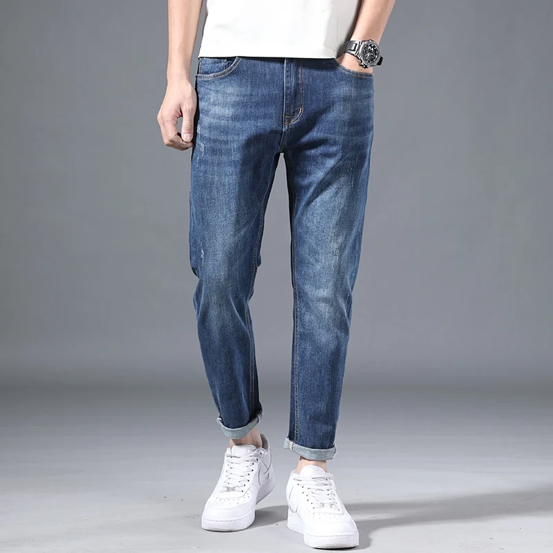 

Jeans Men's Nine-Point Slim Stretch Pants for Male High-End Fashion Brand Trend Spring and Summer Thin Section