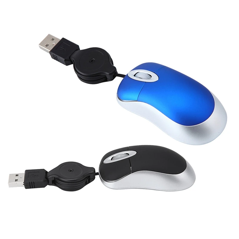 Миниатюрная USB Проводная мышь с выдвижным кабелем 2 шт. миниатюрный 1600 DPI для Windows 98