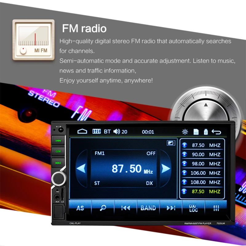 

1/2PCS Car MP5 7 Inch Bluetooth Car MP5 Player Android 8.1 Double 2 Din 16g Quad Core GPS Car Stereo MP5 Player FM 7035UM