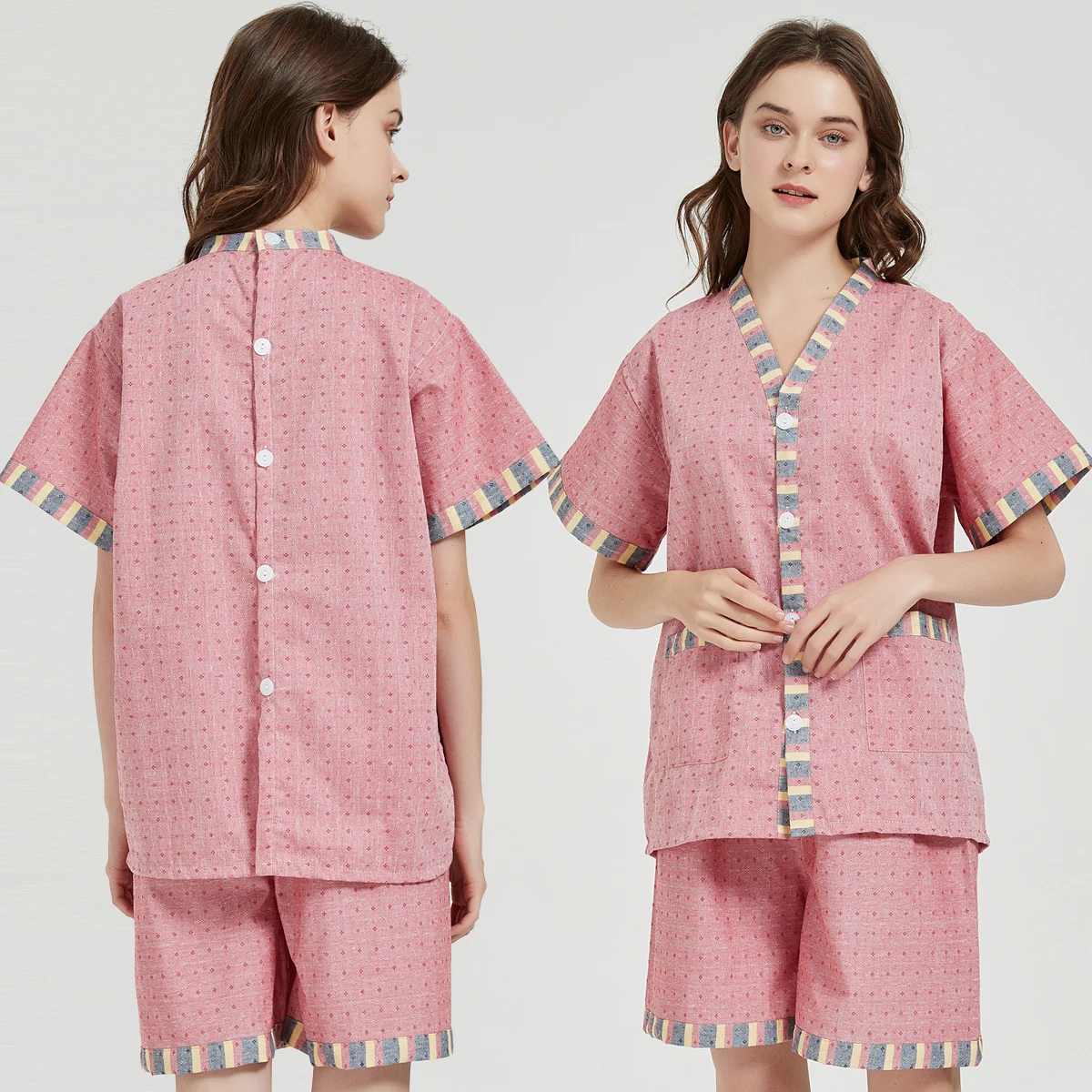 Pajamas Set Male Cotton Short-Sleeved Couples Lovers Men's Summer Spring Leisure Loose Clothing Summer Loose Men Sleepwear Tops