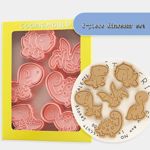 Dinosaur Cookie Cutters Plastic 3D Cartoon Pressable Biscuit Mould 1