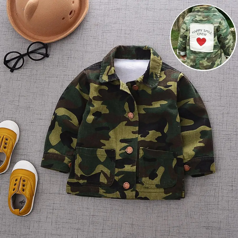 Детский Камуфляжный кардиган с сердечками для мальчиков и девочек осенняя