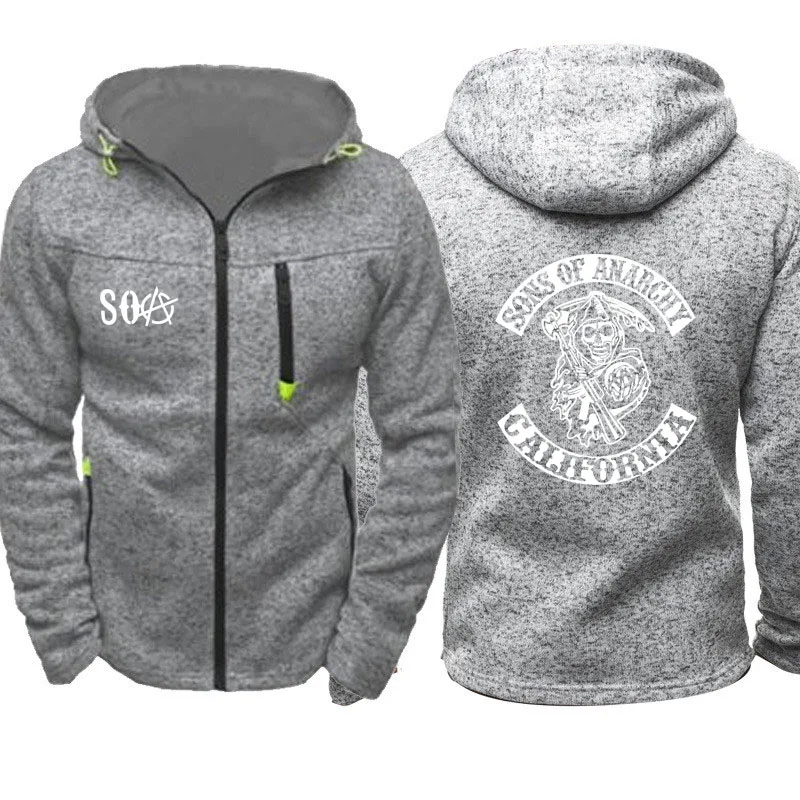 

Fashion SOA Sons of anarchy the child SAMCRO Men Sportswear Zipper Hoodies Skull Male Casual Sweatshirt HipHop Warm Hoody 8
