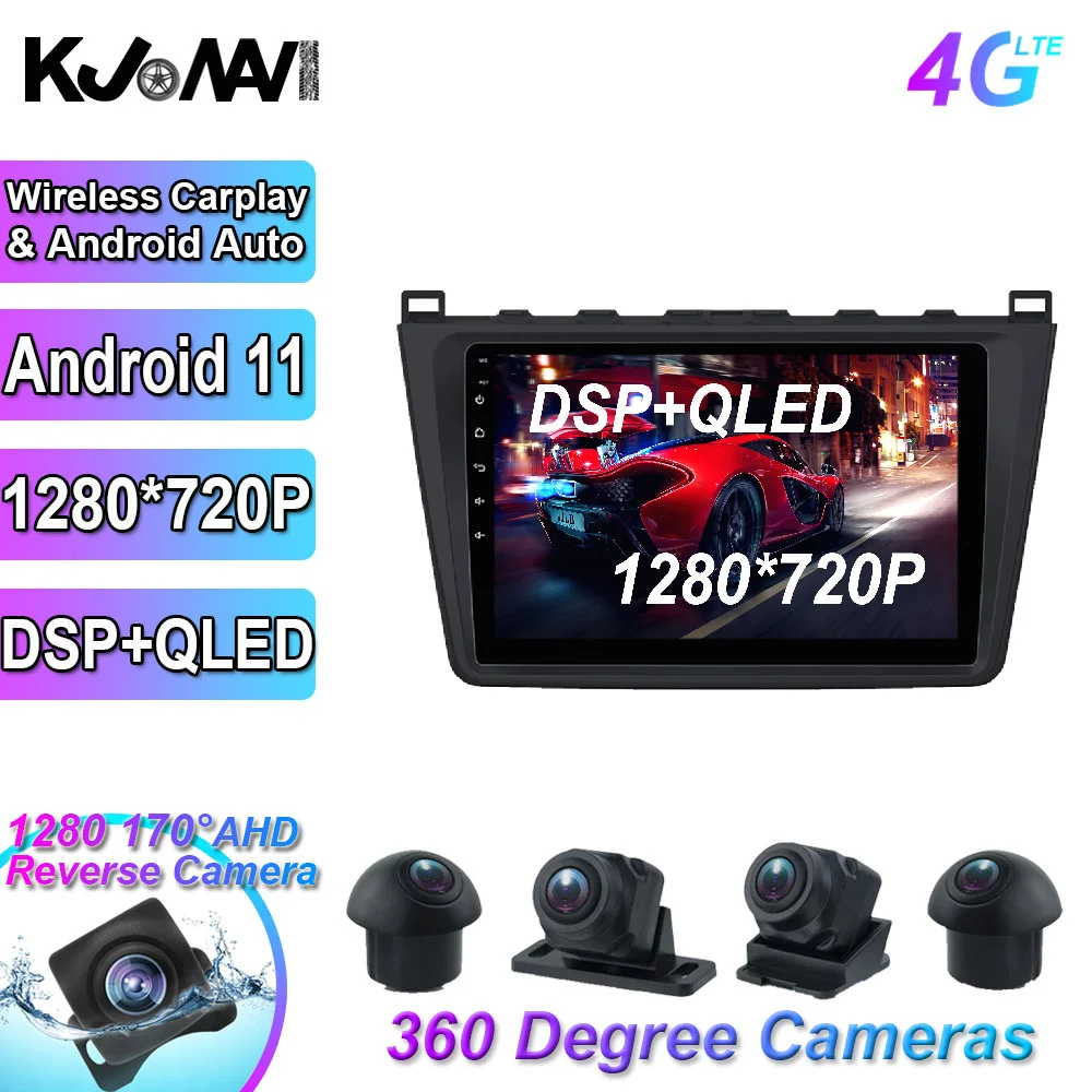 

Мультимедийная магнитола для Mazda, мультимедийная стерео-система на Android 11, с 9 "экраном, GPS, для Mazda 6, 2007, 2008-2012, типоразмер 2 din