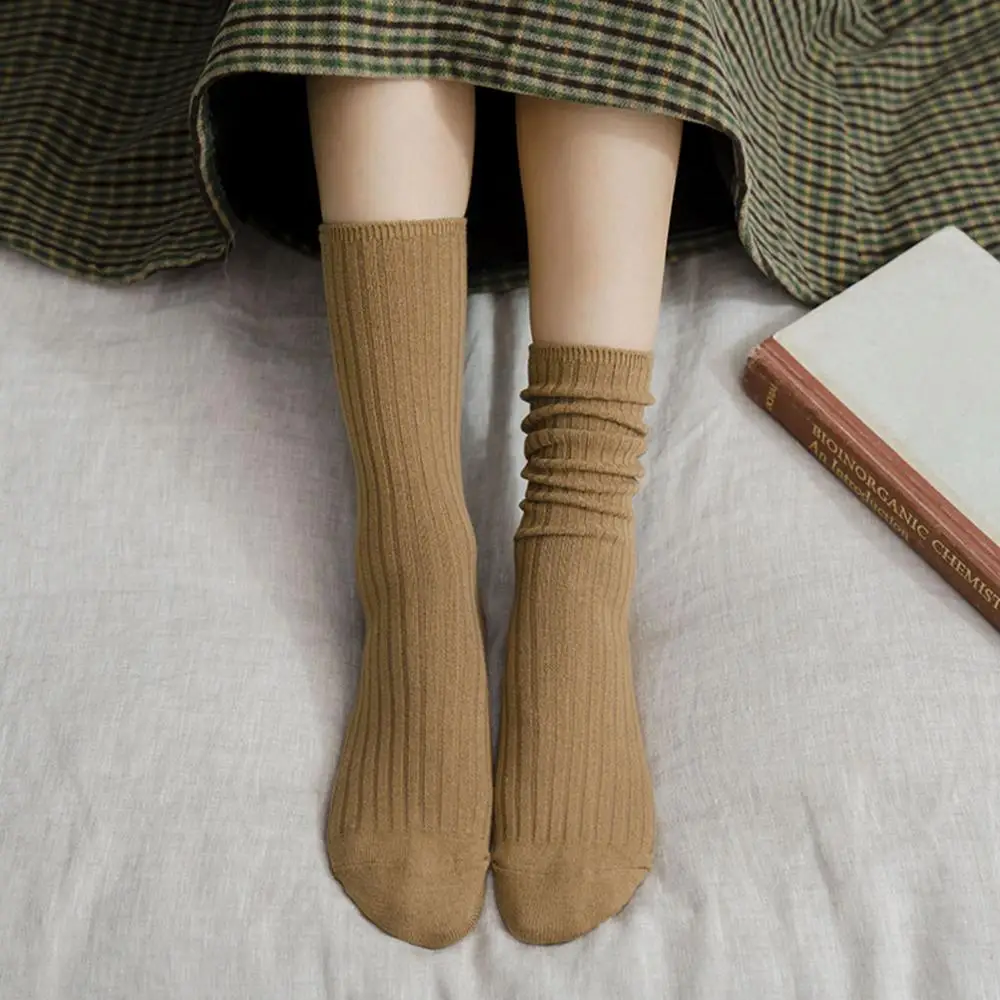 Женские носки унисекс повседневные однотонные осенние хлопковые удобные теплые