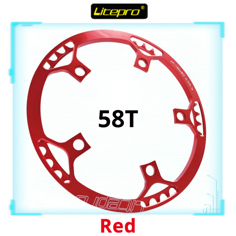 58T Red Litepro Сверхлегкий 130 BCD 45T 47T 53T 56T 58T A7075 сплав BMX цепное кольцо складной велосипед BMX цепное колесо велосипед шатун зуб дорога - Цвет: 58T Red