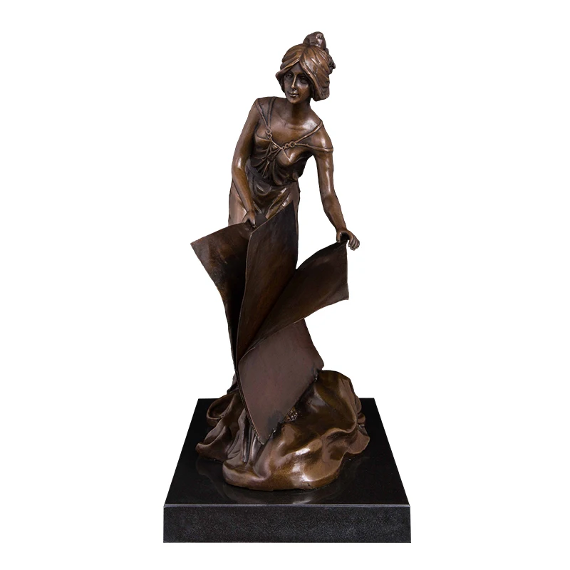 

Ivorique DS-398 Western Bronze Statue Female Sculptures Woman with Book Figurines Modern Lady Sculpture Festival Decoration
