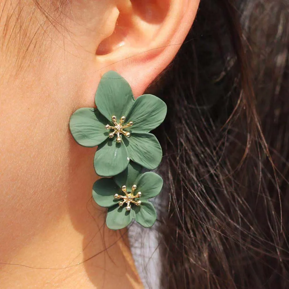 Женские длинные серьги гвоздики BLUELANS Винтажные золотого цвета с геометрическим