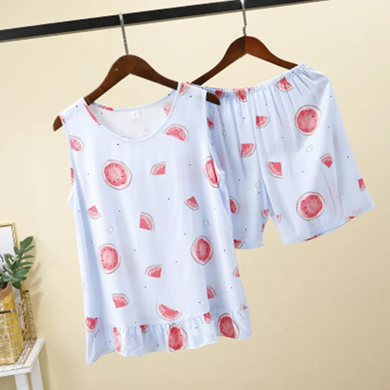 

Пижамный комплект Женский из 2 предметов, рубашка без рукавов и шорты с принтом