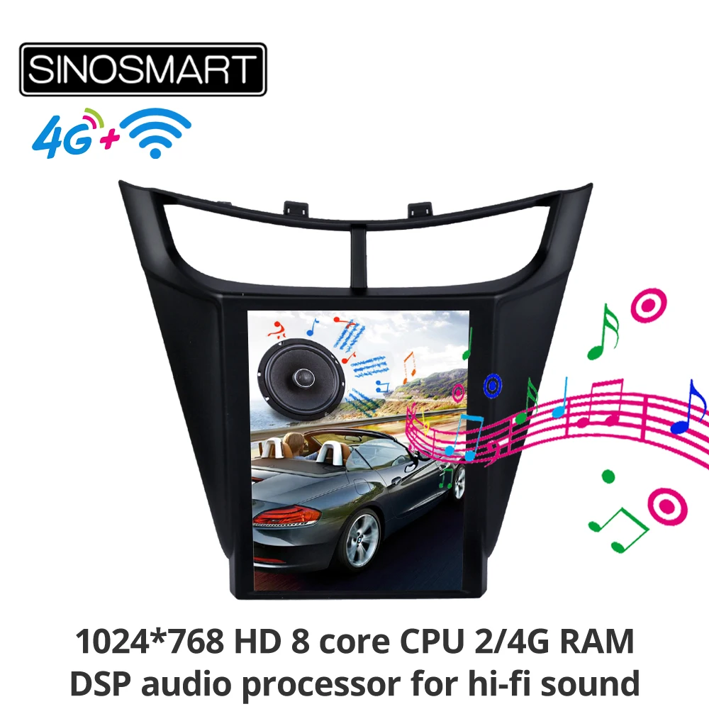 Автомобильный мультимедийный плеер Sinosmart 9 7 дюйма Android 8 1 Tesla style Vetical HD gps радио