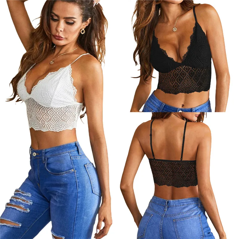 

Женское кружевное цветочное Bralettes сексуальное платье с v-образным воротом, без косточек размера плюс повседневной Бюстгальтеры без рукавов ...