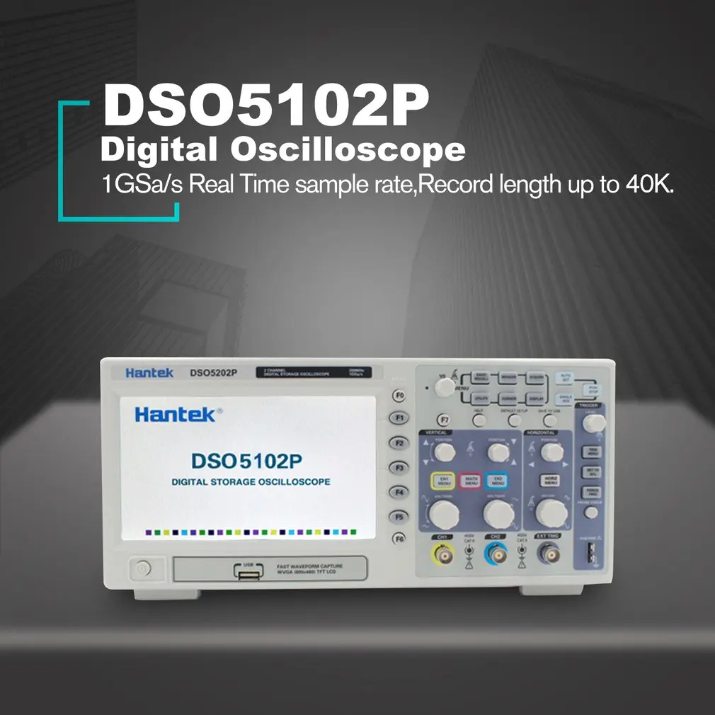 

Hantek Digital Oscilloscope Portable 100MHz/200MHz 2Channels 1GSa/s Record Length 40K USB Osciloscopio Handheld Oscilloscopes