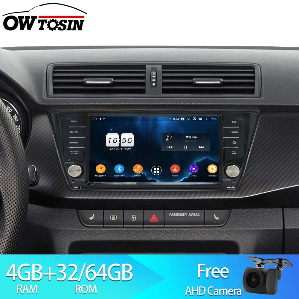 Owtosin автомобиль радио мультимедиа видео плеер навигации gps Android 9,0 для Skoda Fabia автомобиль 4 Гб Оперативная память 32GB Встроенная память
