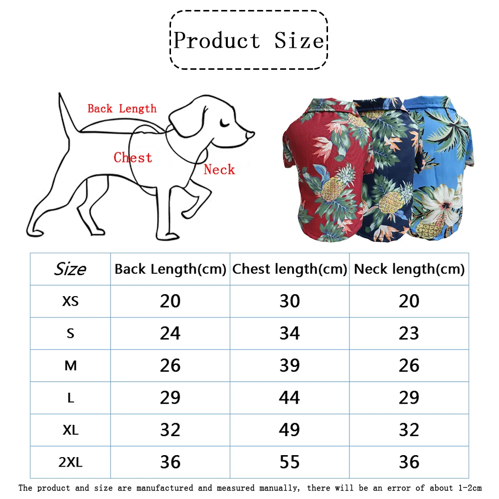 

Dog Shirts Clothes Summer Beach Clothes Vest Pet Clothing Floral T-Shirt Hawaiian For Small Large Cat Dog Chihuahua